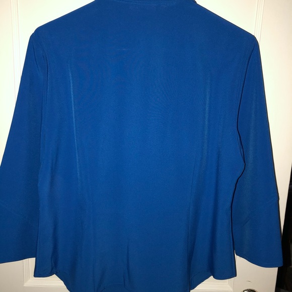 Kathy Che Blouse Bright Blue Front Detail Top - Picture 3 of 9